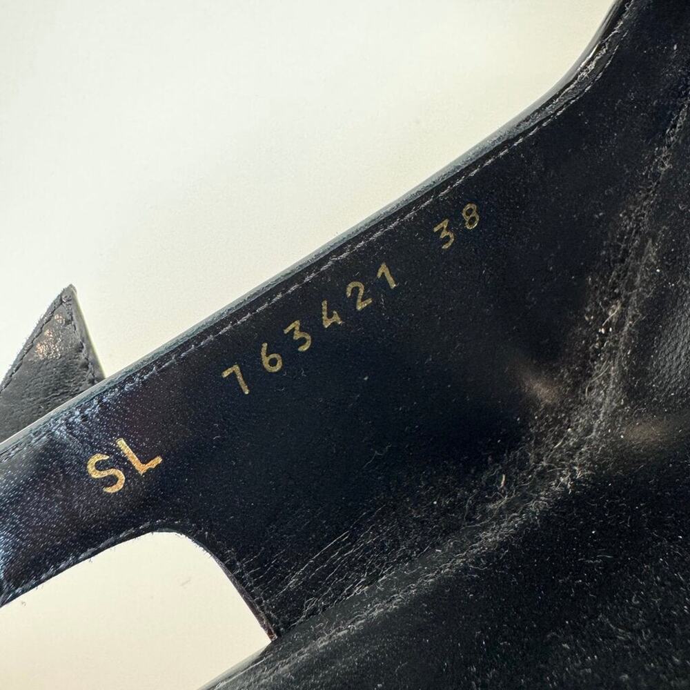 Saint Laurent Black Lee Slingback Pumps Gold Heel 38 NEW YSL Buckle Point Shoes - Picture 9 of 9
